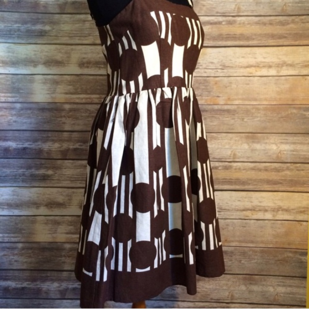 Eliza J Linen-Blend Mod Geo Print A-Line Dress - image 1